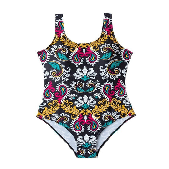 Damen Eleganter Einteiler Badeanzug mit floralem Design und modischen Akzenten EB