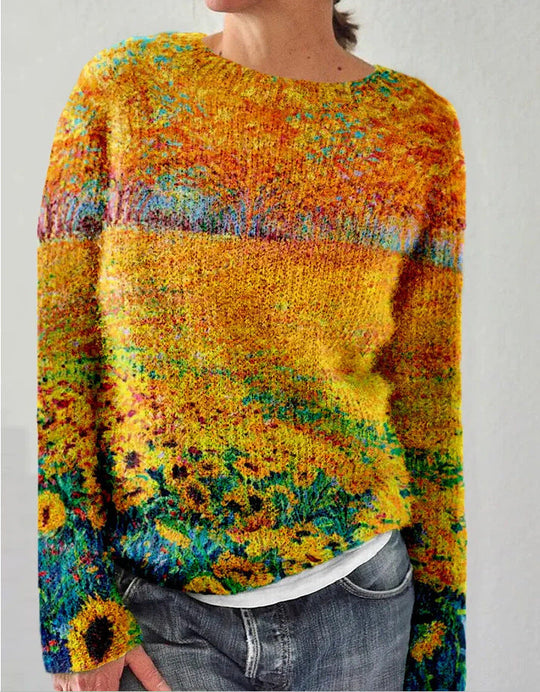 EB | Gestrickter Damenpullover mit 3D-Blumenprint