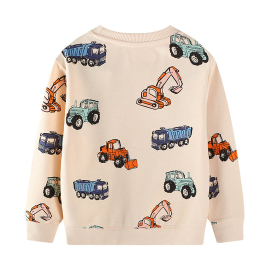 Unisex Sweatshirt mit bunten Baustellenfahrzeugen EB