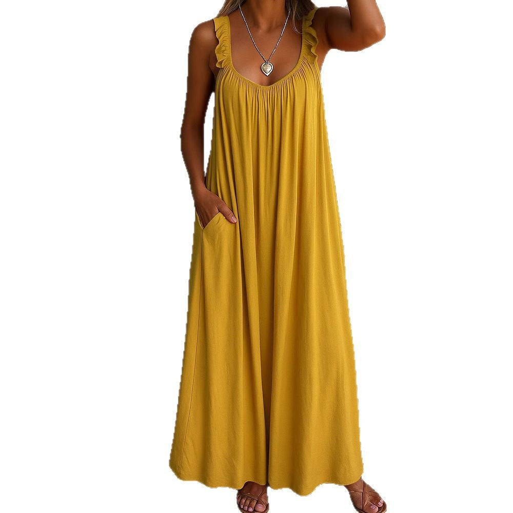 Damen Maxi-Kleid mit trägerloser Passform und luftiger Silhouette EB