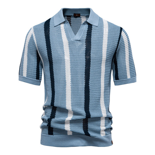 Herren nan kurzärmeliges Strickpolo mit Reverskragen und strukturierter Maschenware EB