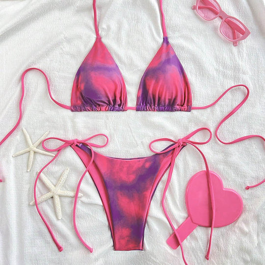 Damen Triangel-Bikini-Set mit elegantem Schnürdetail EB