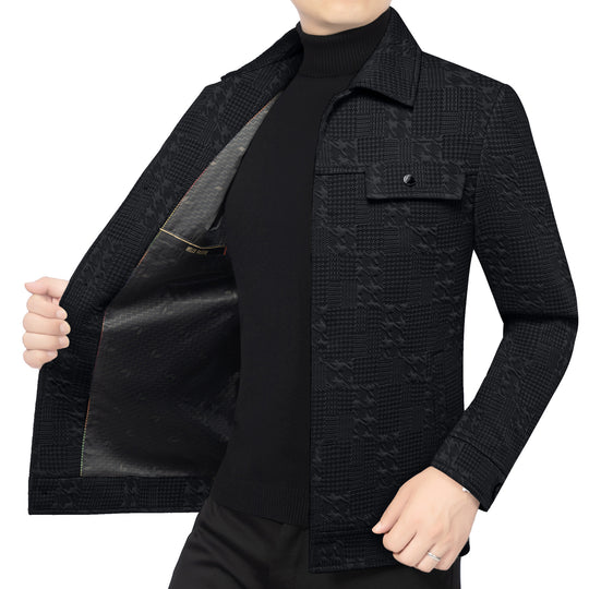 Herren Strukturiertes Overshirt im Glencheck-Relief mit Hemdkragen EB
