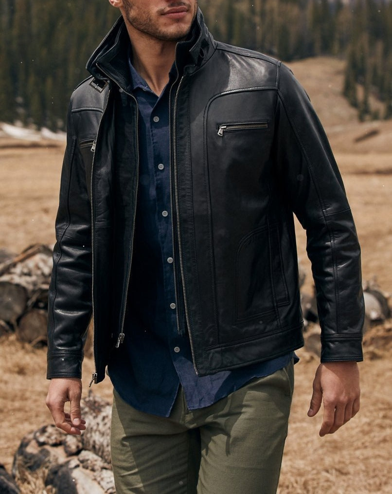 Herren lässige jacke mit modernem Stehkragen und vielseitigen Taschen EB