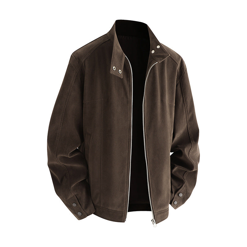 Herren Freizeitjacke aus weichem Kunstleder mit praktischem Kragen und Reißverschluss EB