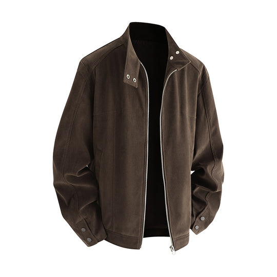 Herren Freizeitjacke aus weichem Kunstleder mit praktischem Kragen und Reißverschluss EB
