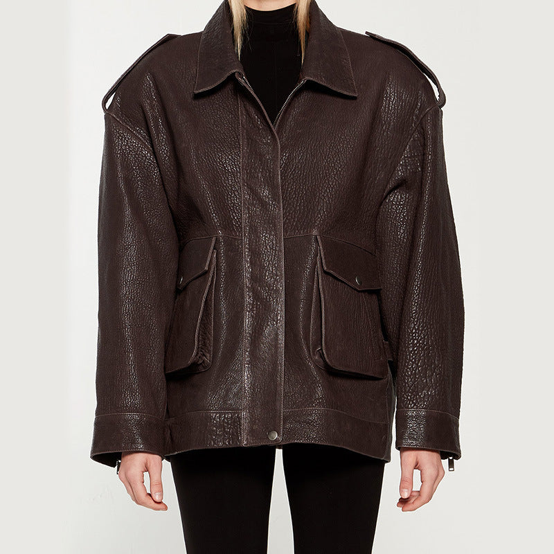Damen Oversized jacke im robusten Design mit praktischen Taschen EB