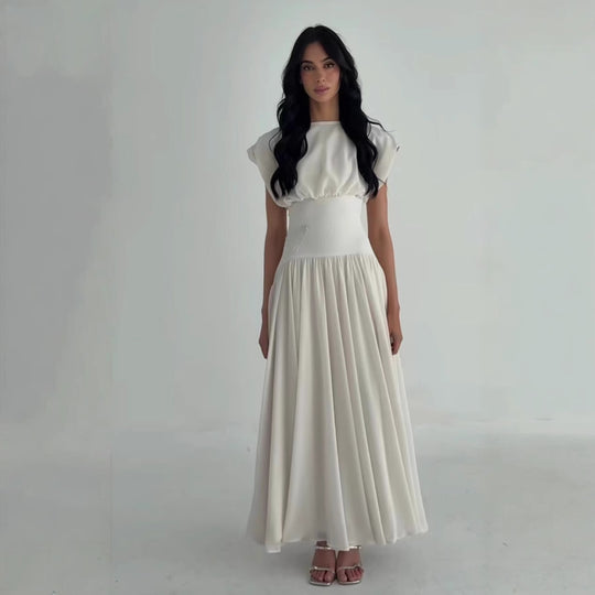 Damen Maxikleid mit eleganter Raffung und femininen Akzenten EB