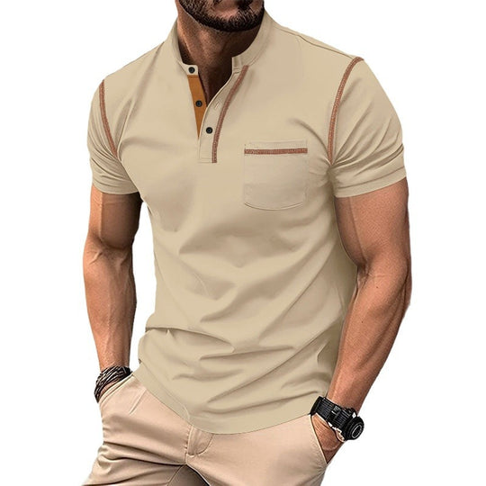 Herren shirt mit modernem Henley-Kragen und praktischen Brusttasche EB