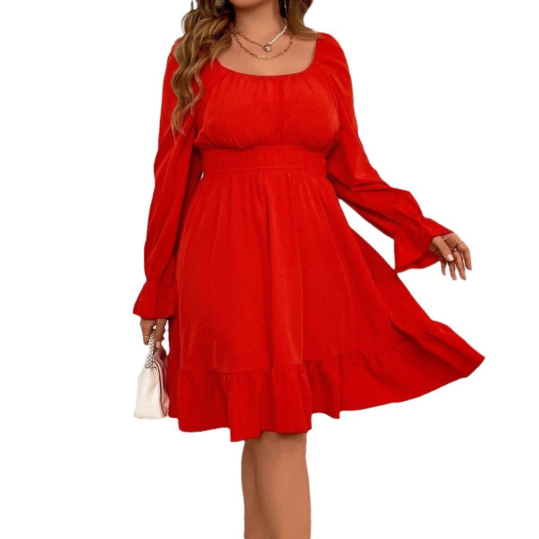 Damen Freizeitkleid mit voluminösen Ärmeln und frischem Saum EB