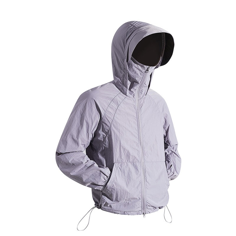 Unisex nan leichte wind- und wasserabweisende Kapuzenjacke mit verstellbarem Saum und Packsack EB