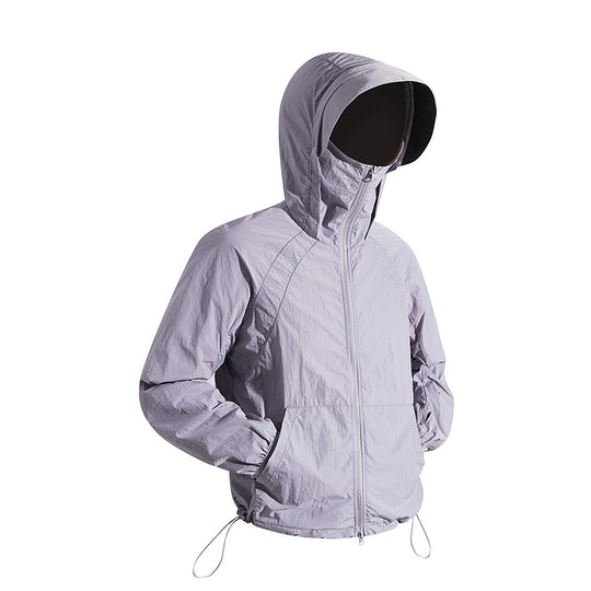 Unisex nan leichte wind- und wasserabweisende Kapuzenjacke mit verstellbarem Saum und Packsack EB