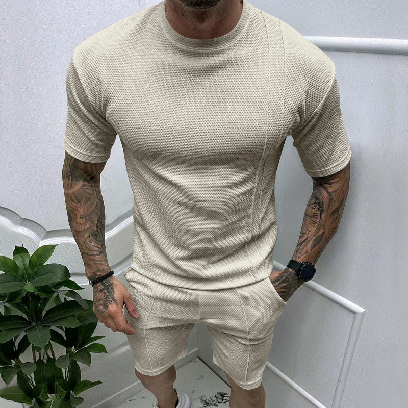 Herren Sportliches Kurzarm-Set mit innovativem Texturdesign und praktischen Eingrifftaschen EB
