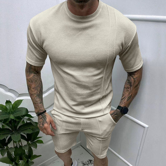 Herren Sportliches Kurzarm-Set mit innovativem Texturdesign und praktischen Eingrifftaschen EB