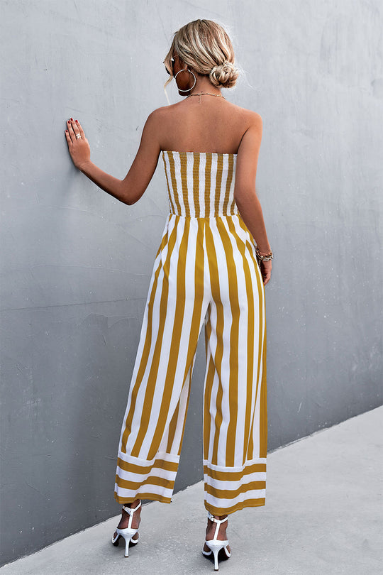 Damen Jumpsuit mit gestreiftem Oberteil und weitem Bein EB