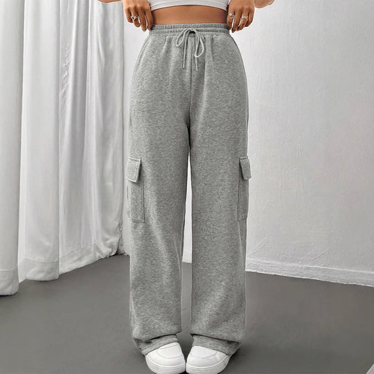 Damen Cargo-Hose mit elastischem Bund und Seitentaschen EB