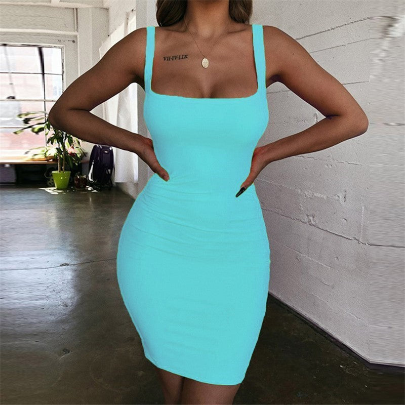 Damen Bodycon Minikleid mit breiten Trägern und taillierter Silhouette EB