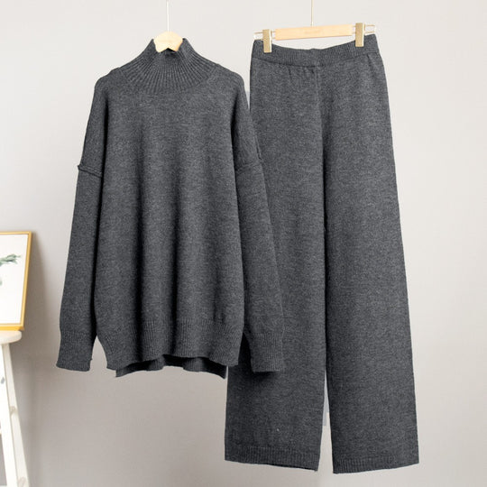 Damen Gemütliches Strick-Ensemble mit hohem Kragen EB