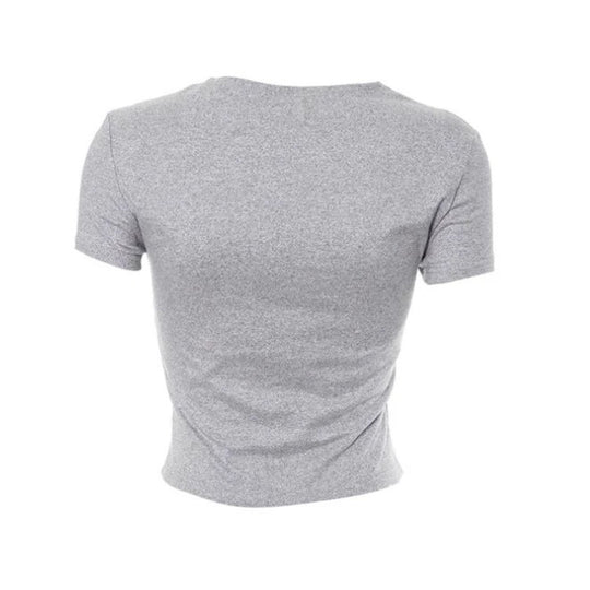 Damen Crop-Top mit modernem Schriftzug und figurbetontem Schnitt EB