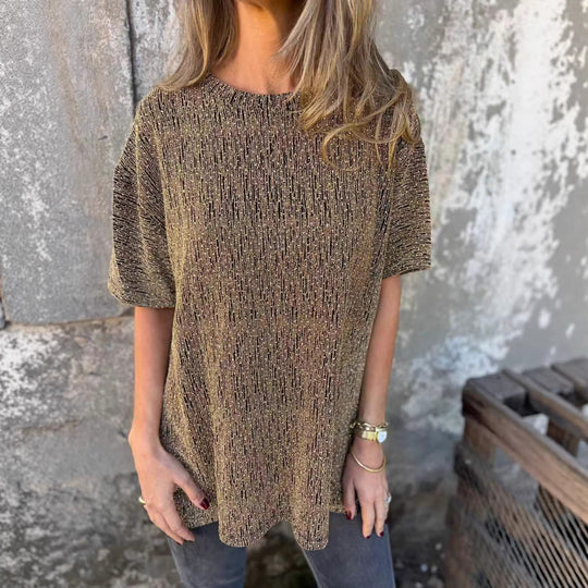 Damen Oversized T-Shirt mit Glitzersteinchen und lässigem Schnitt EB