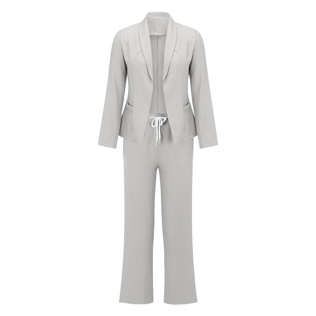 Damen eleganter Jumpsuit mit Blazer-Optik und verstellbarem Taillenzug EB
