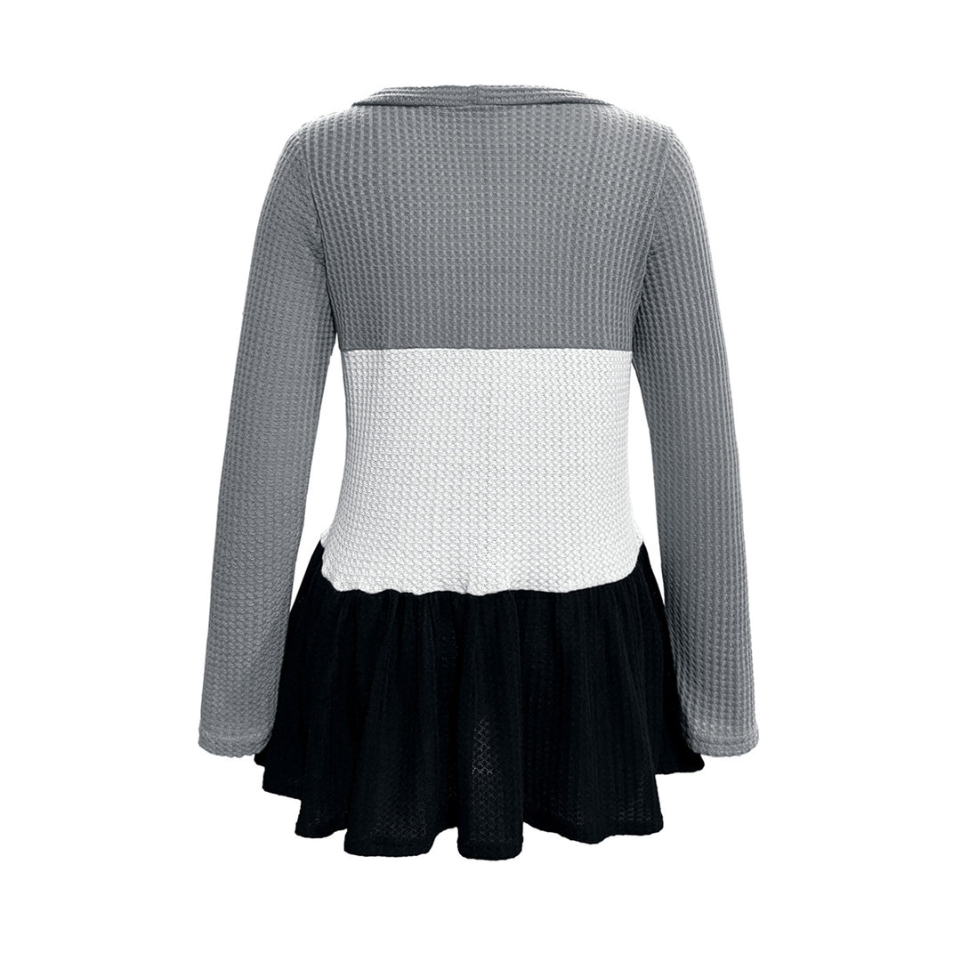 Damen modische Strickjacke mit knöpfigem Design und voluminösem Saum EB