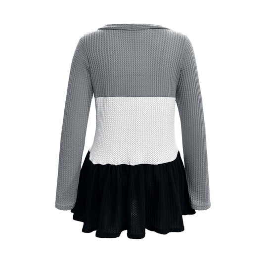 Damen modische Strickjacke mit knöpfigem Design und voluminösem Saum EB
