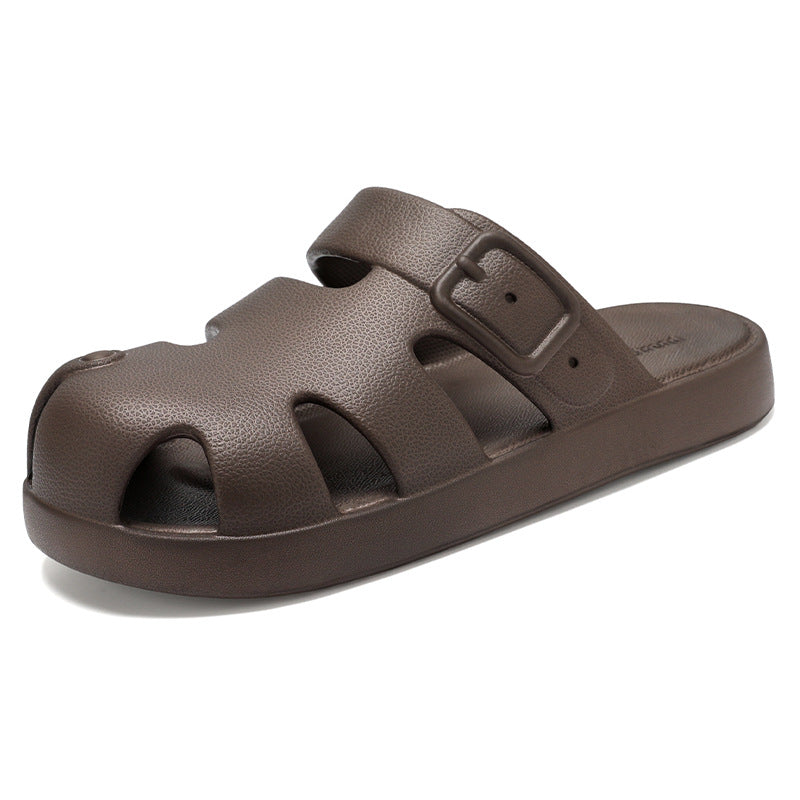 Damen nan geschlossene Sandalen-Pantolette mit ergonomischem Fußbett, verstellbarer Schnalle und rutschfester EVA-Laufsohle EB