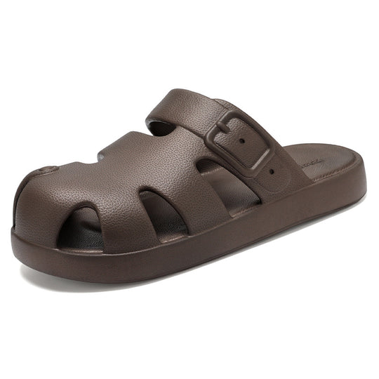 Damen nan geschlossene Sandalen-Pantolette mit ergonomischem Fußbett, verstellbarer Schnalle und rutschfester EVA-Laufsohle EB