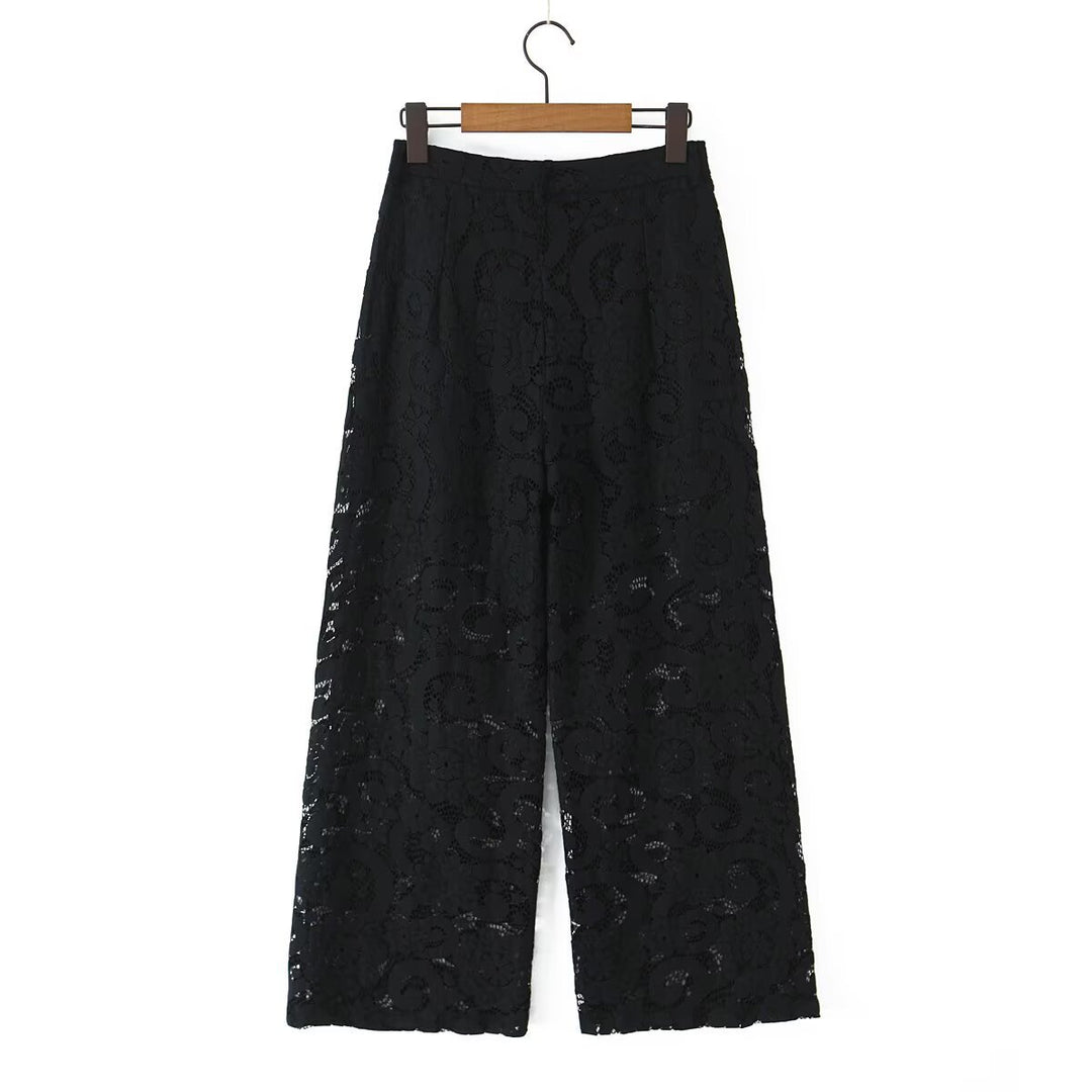 Damen weite Spitze Hose mit elegantem Schnitt und luxuriösem Design EB