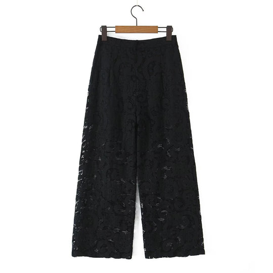 Damen weite Spitze Hose mit elegantem Schnitt und luxuriösem Design EB