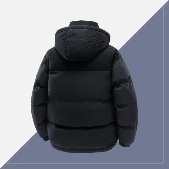 Herren wattierte Steppjacke mit hoher Kapuze, Cotelé-Schulterpaneelen und Zwei-Wege-Reißverschluss EB