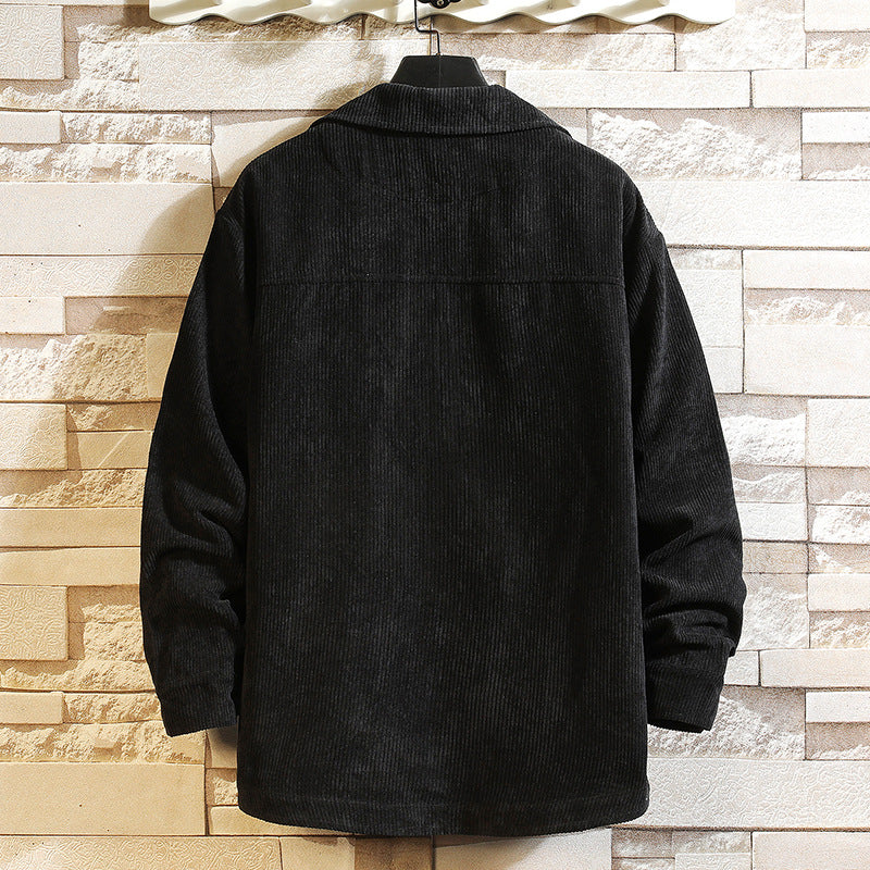 Herren nan lässige Cord-Überhemdjacke mit durchgehender Knopfleiste und aufgesetzten Brusttaschen EB