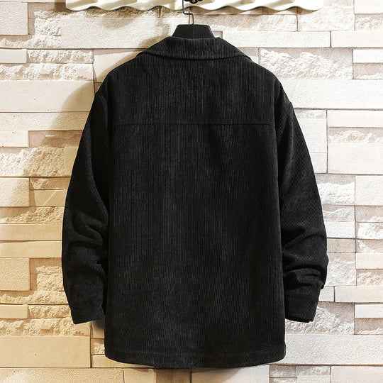 Herren nan lässige Cord-Überhemdjacke mit durchgehender Knopfleiste und aufgesetzten Brusttaschen EB