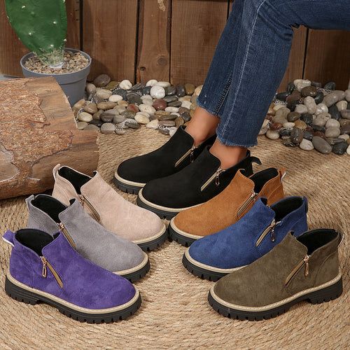 Damen Stiefeletten mit dekorativem Reißverschluss und rutschfester Sohle EB