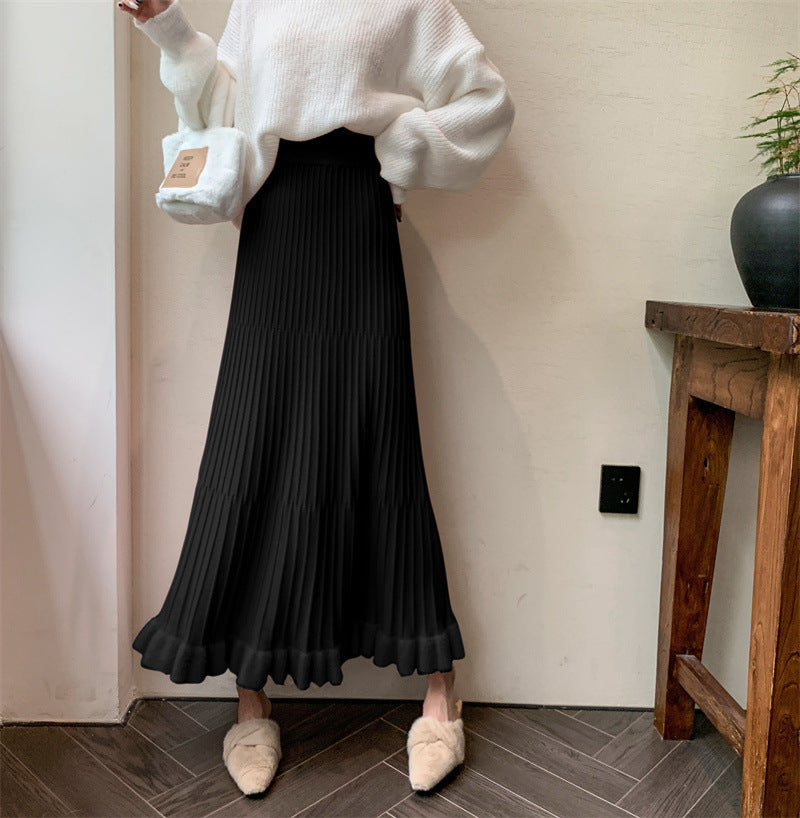 Damen Plisseerock mit voluminösem Saum EB