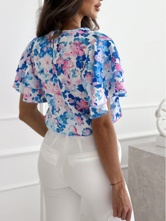 Damen Bluse mit voluminösen Rüschenärmeln EB