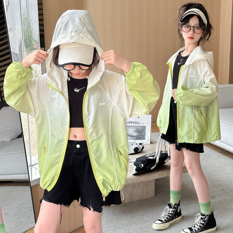 Damen nan leichte Übergangsjacke mit Kapuze elastischen Bündchen und Reißverschlusstaschen R&B