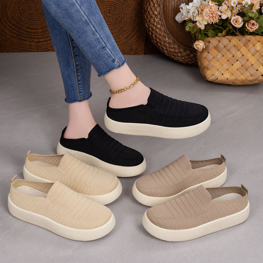 Damen nan gestrickter Slip-On Plateau-Sneaker mit sockenähnlichem Schaft, elastischem Einstieg und stoßdämpfender Leichtsohle EB