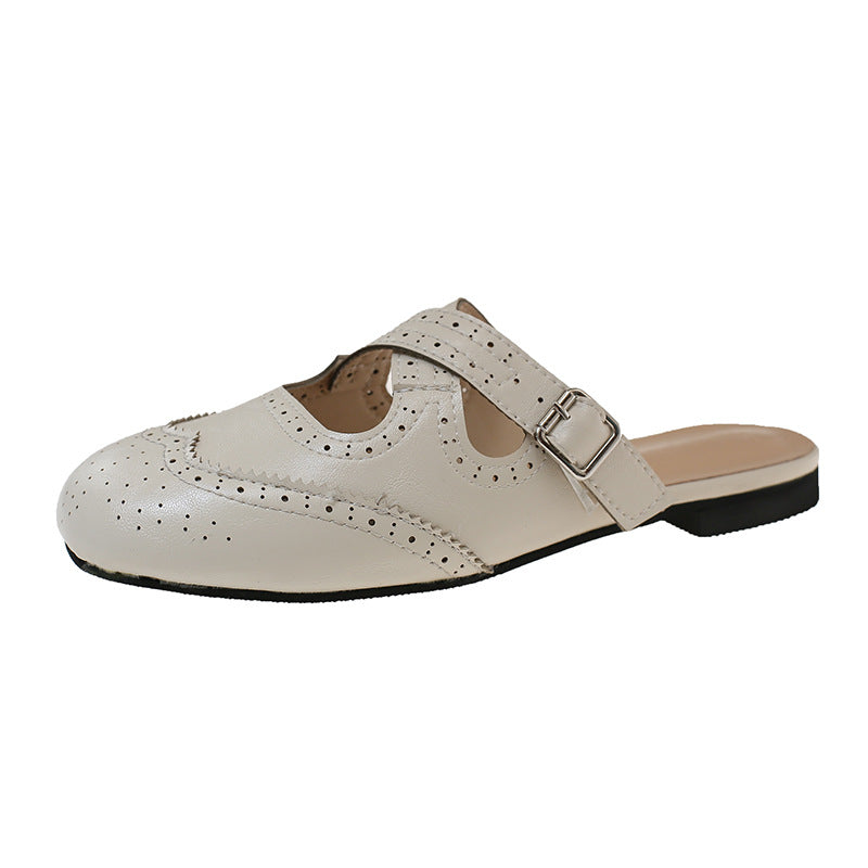 Damen Modische Hausschuhe mit eleganten Schnallen und luftiger Perforation EB