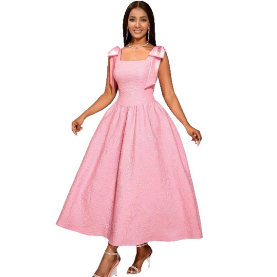 Damen Elegantes Abendkleid mit breiten Satinschleifen EB