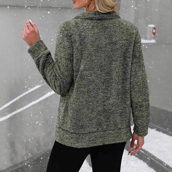 Damen Kuscheljacke mit durchgehendem Reißverschluss und weichem Plüschstoff EB