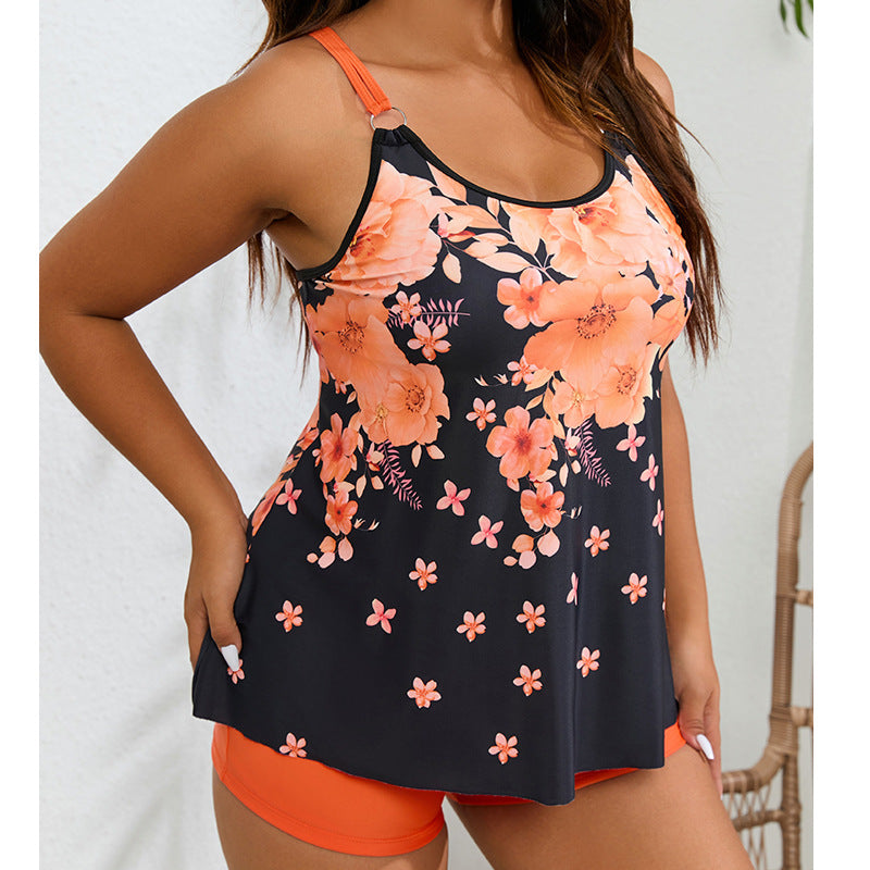 Damen Sportlicher Tankini-Badeanzug mit floralem Design und modischem Schnitt EB