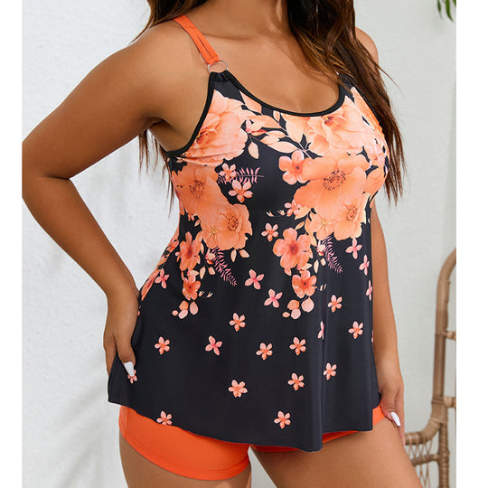 Damen Sportlicher Tankini-Badeanzug mit floralem Design und modischem Schnitt EB