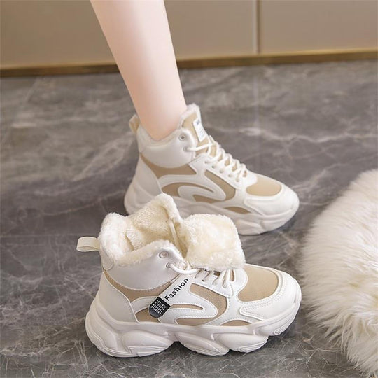 Damen Modische High-Top Sneakers mit warmem Innenfutter und rutschfester Sohle EB