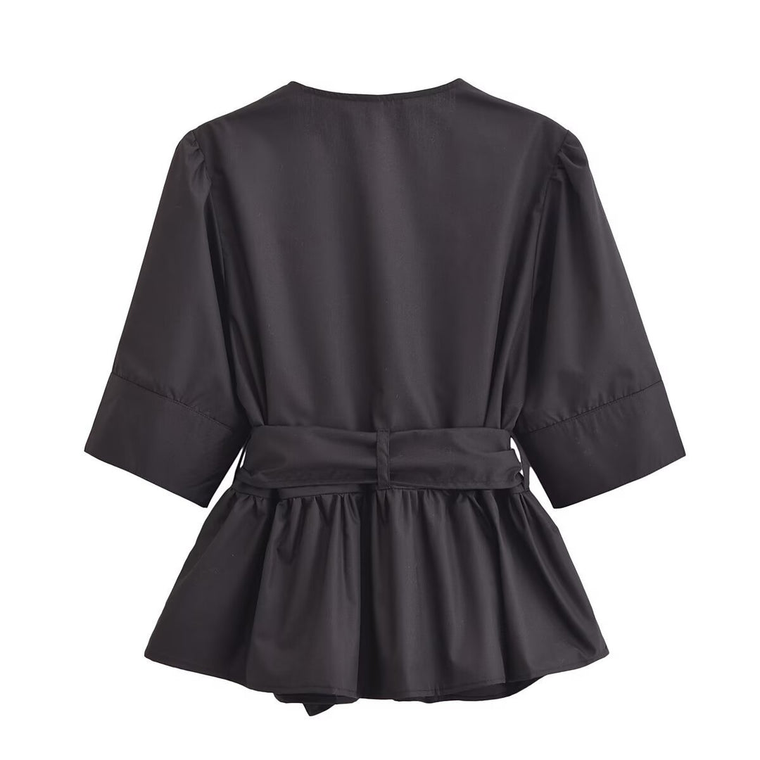 Damen elegante Bluse mit Schleifendetails EB