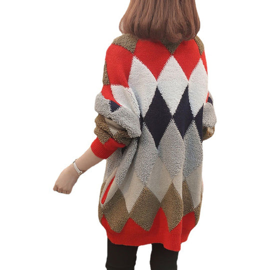 Damen Gemusterter Strickcardigan mit Knopfdetails und lässiger Passform EB