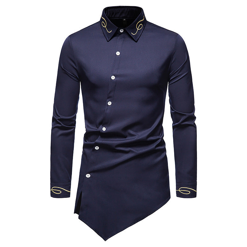 Herren Longsleeve Hemd im avantgardistischen Design mit asymmetrischem Saum EB