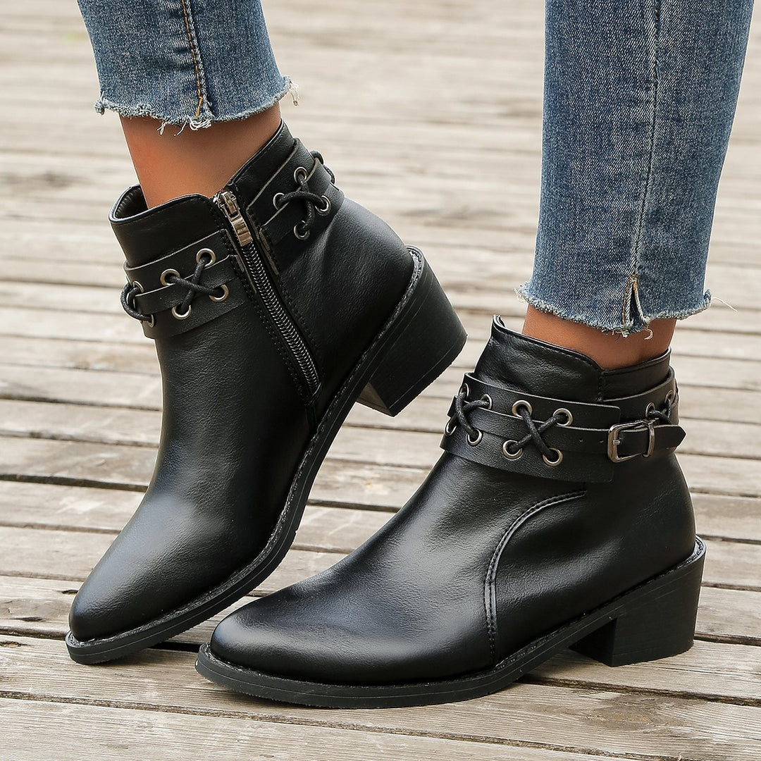 Damen Stiefeletten mit modischem Schnür-Detail EB