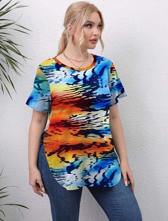 Damen lässiges T-Shirt mit modernem Batikdesign EB
